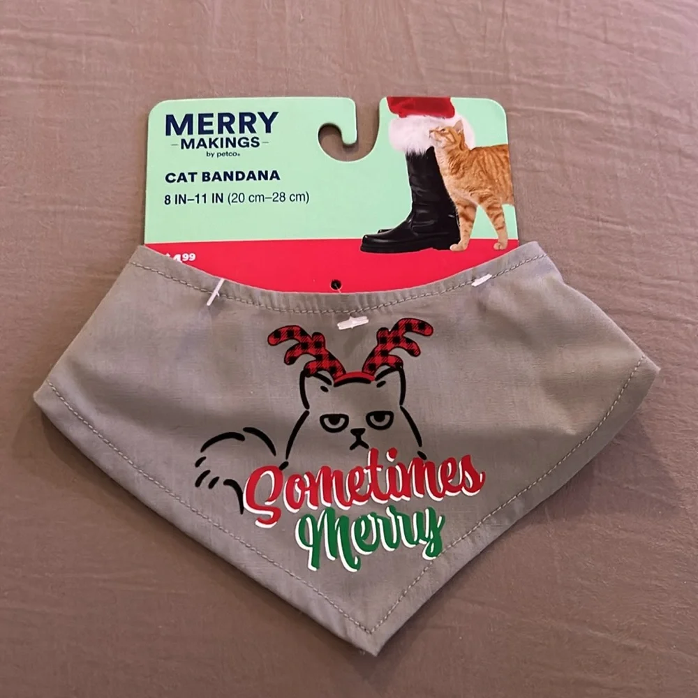 Merry Makings “Sometimes Merry” Kitten Hoodie and Cat Bandanna